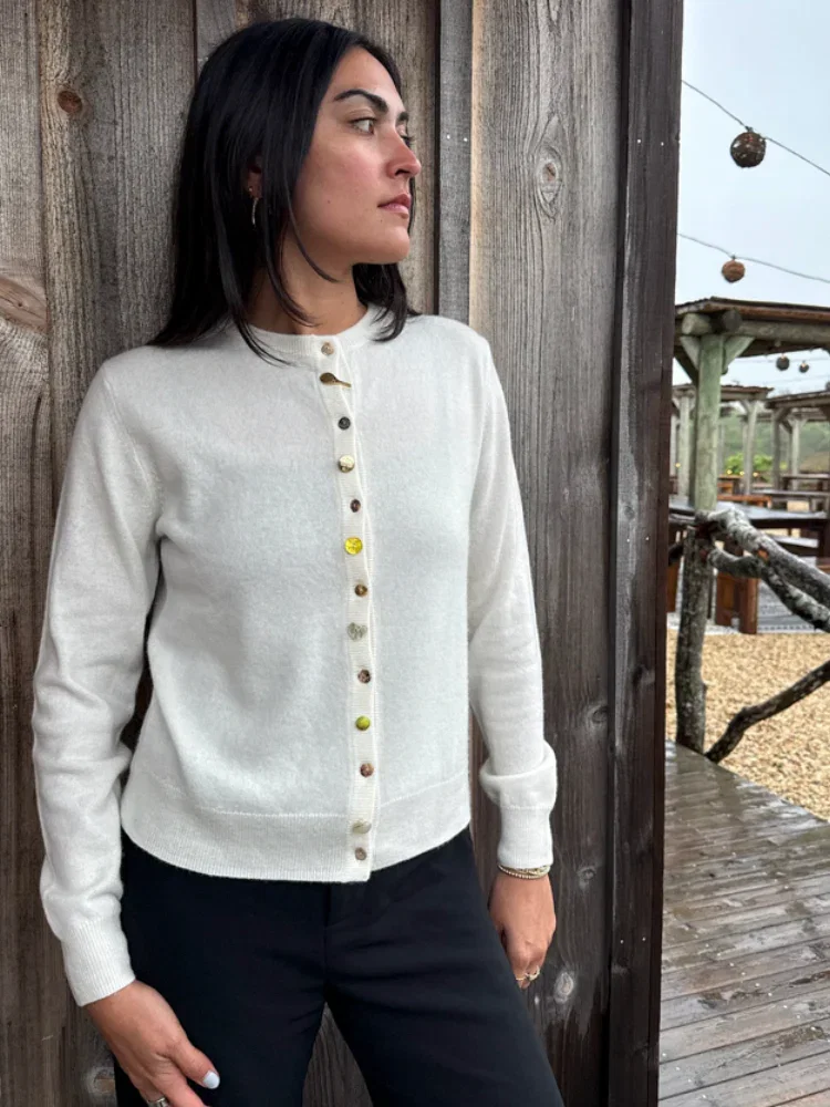 Image of Women's 100% Cashmere Tennis Cardigan