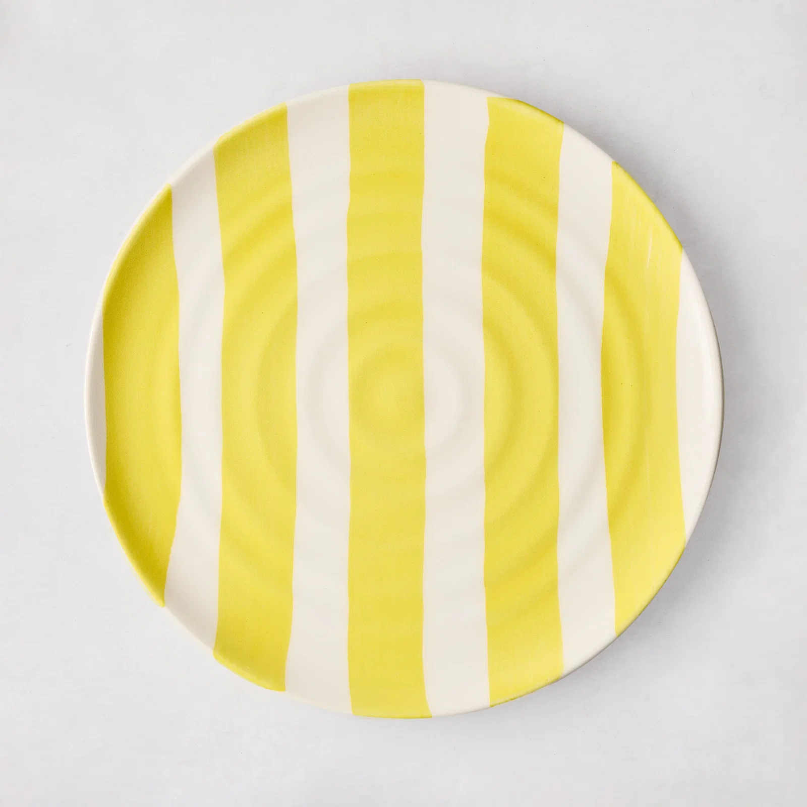 Image of Spiral Yellow Stripe Stoneware Salad Plate