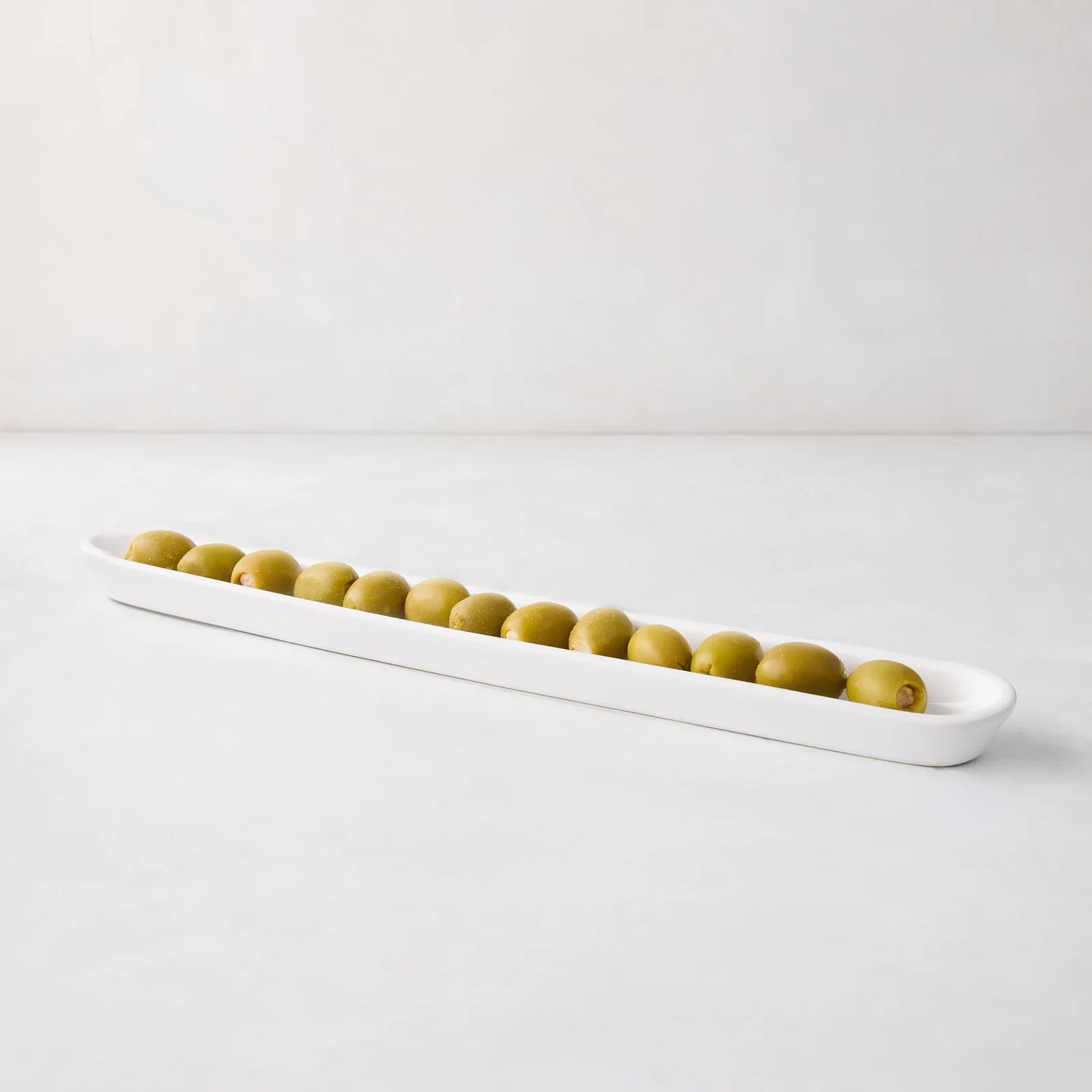 Image of White Ceramic Olive Serving Tray