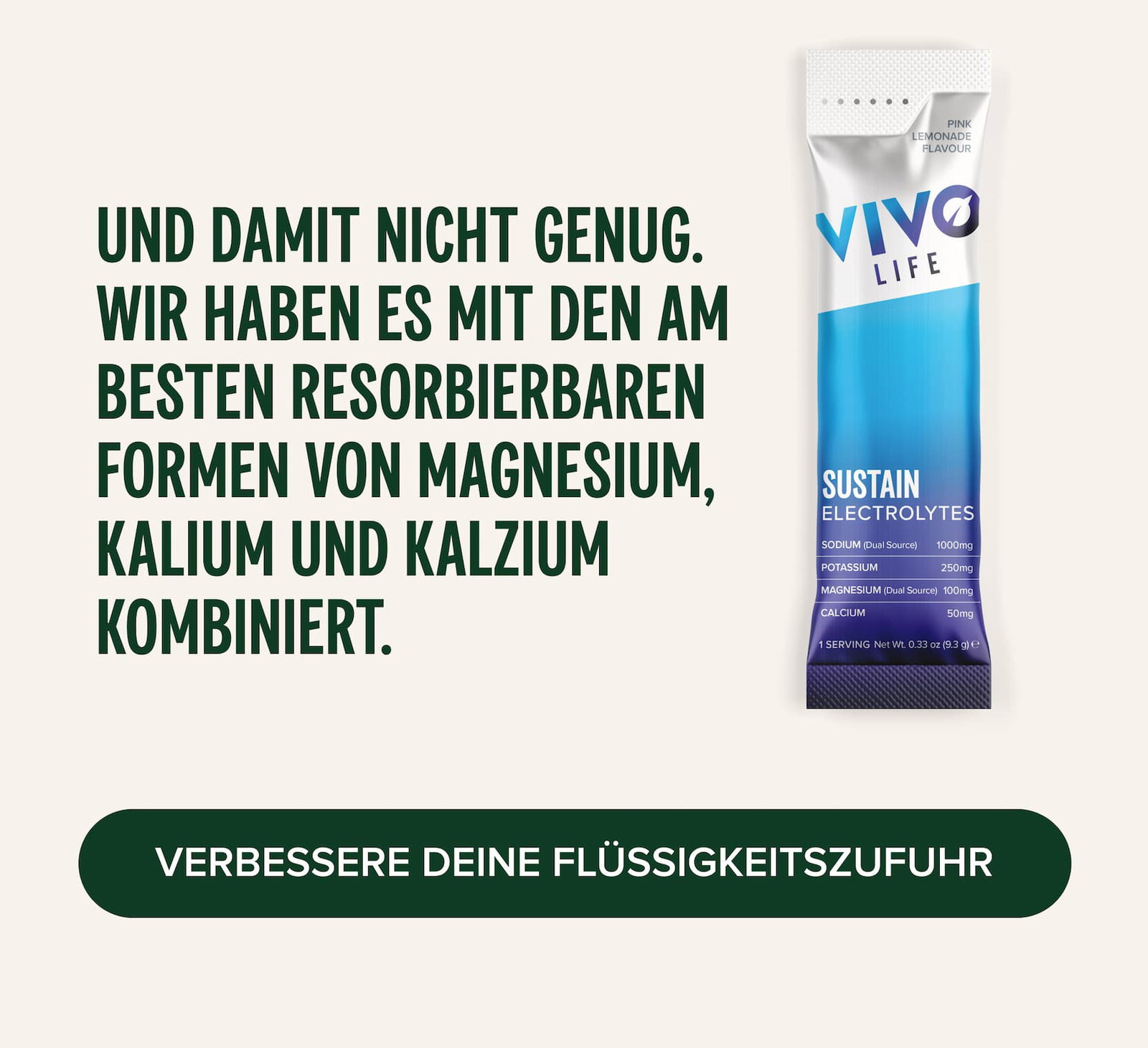 Und damit nicht genug. Wir haben es mit den am besten resorbierbaren Formen von Magnesium, Kalium und Kalzium kombiniert.