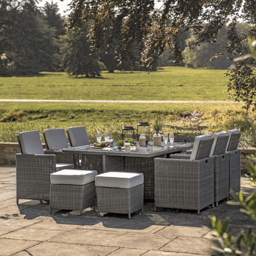 Mileva 10 Seater Cube Dining Set - Grey
