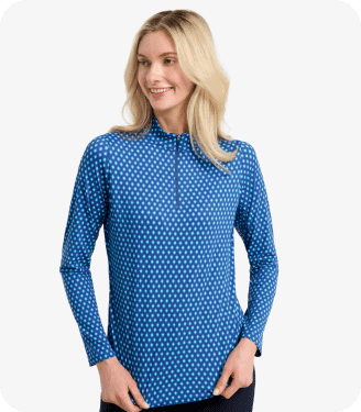 Women's Long Sleeve Printed Quarter Zip Top UPF 50+