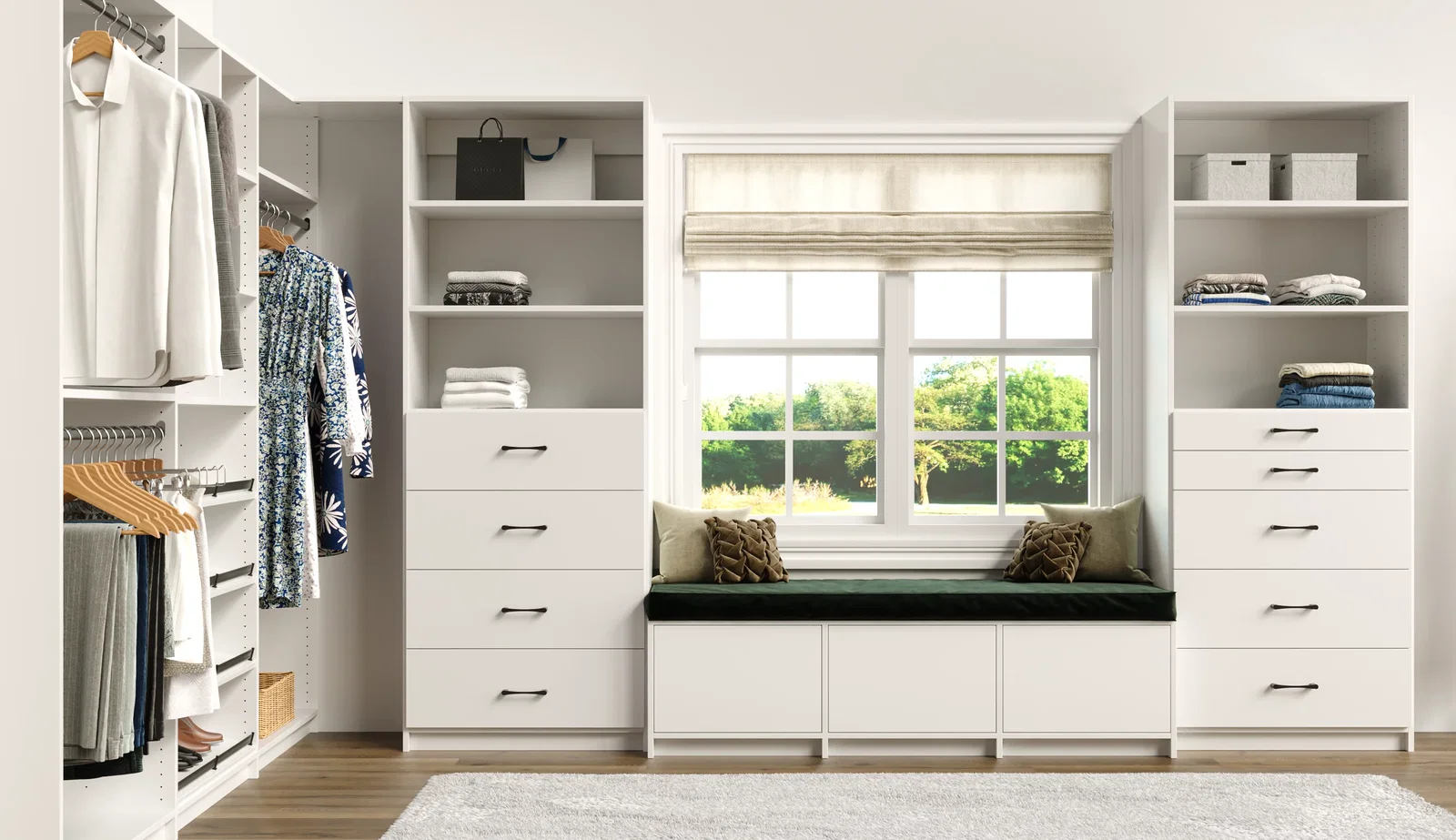 spring closet bench by window