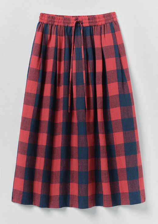 Gingham Check Linen Skirt