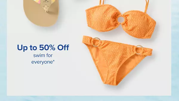 Up to 40% off womens swim. Shop now. A matching orange bikini.