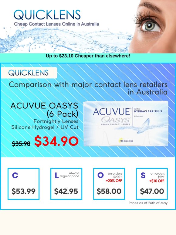 Acuvue Oasys here is $23.10 Cheaper than Competitors! 💖