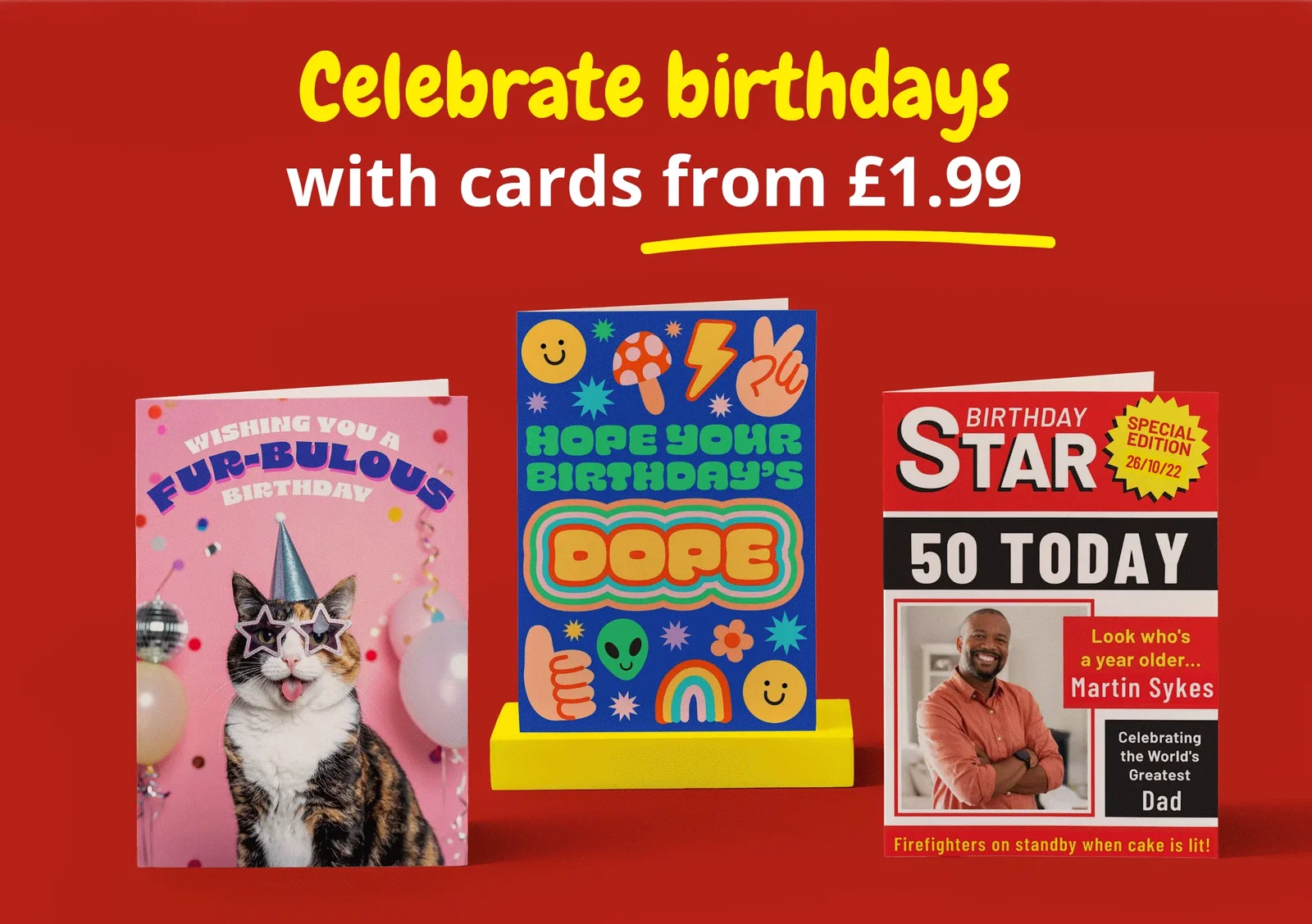 Celebrate birthday with cards from £1.99