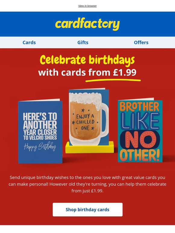 Unique birthday wishes from only £1.99!