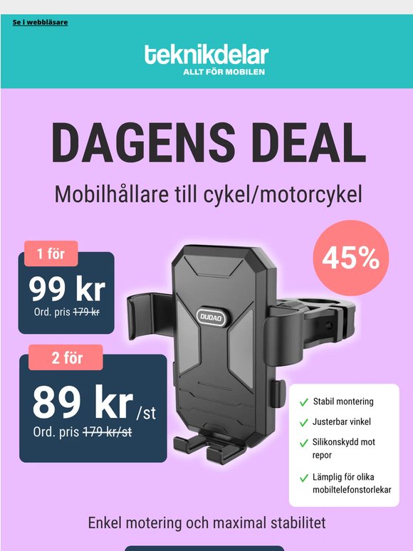 Dagens Deal: Mobilhållare för cykel & MC 📱