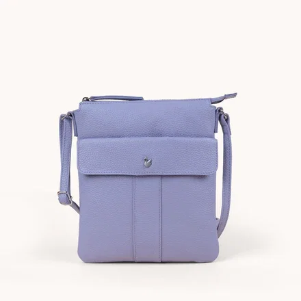 'AMBA' Lilac Pebble Grain Real Leather Crossbody Bag