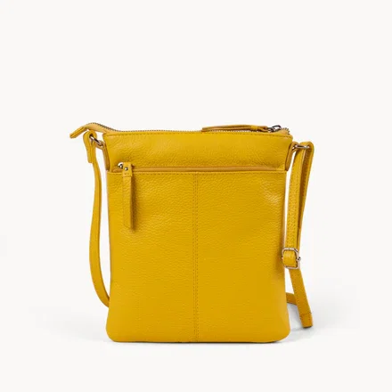 'LINBY' Matcha Green Pebble Grain Real Leather Crossbody Bag