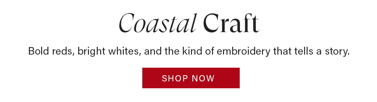 Bold reds, bright whites, and embroidery.