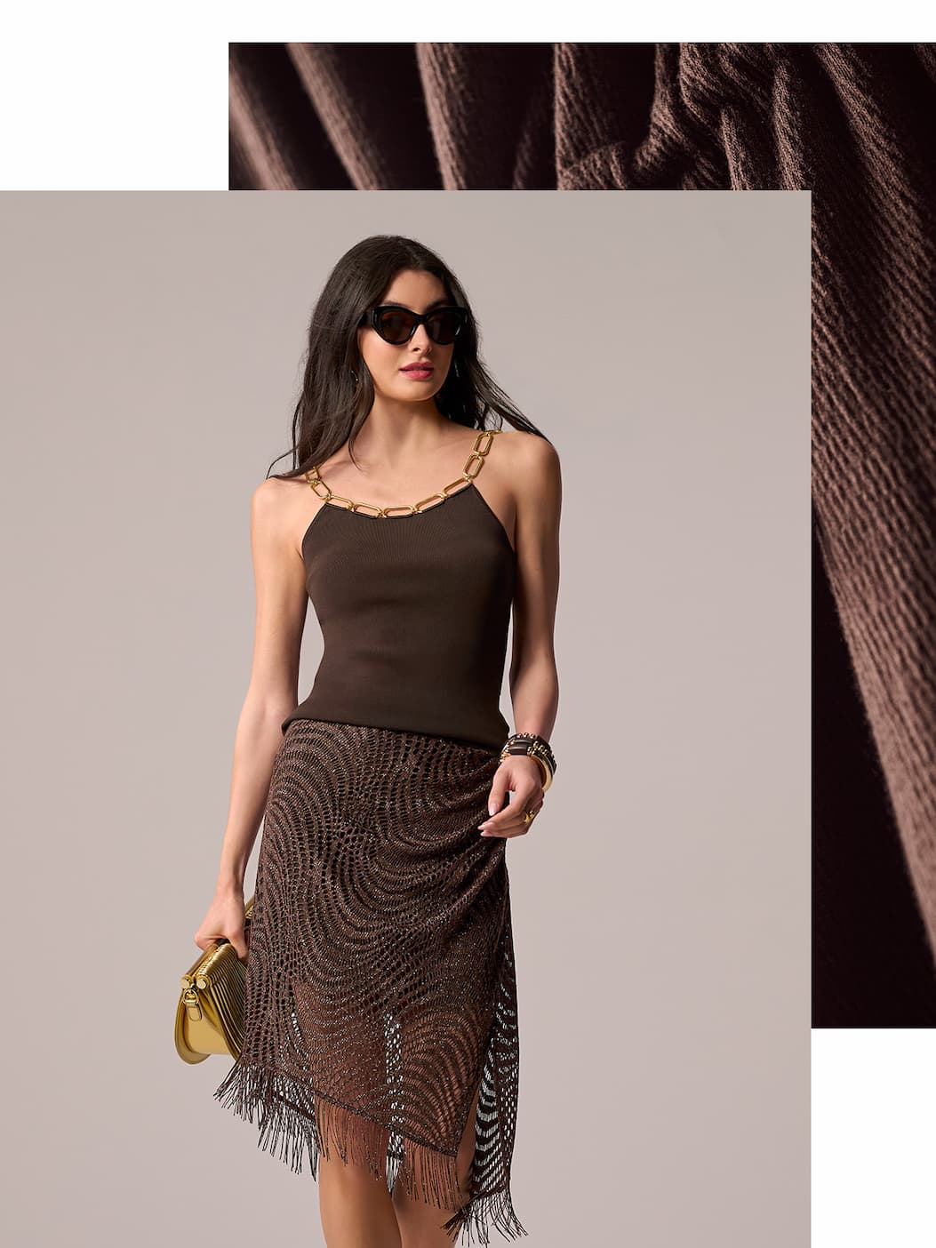 Metallic Crochet Fringe Skirt