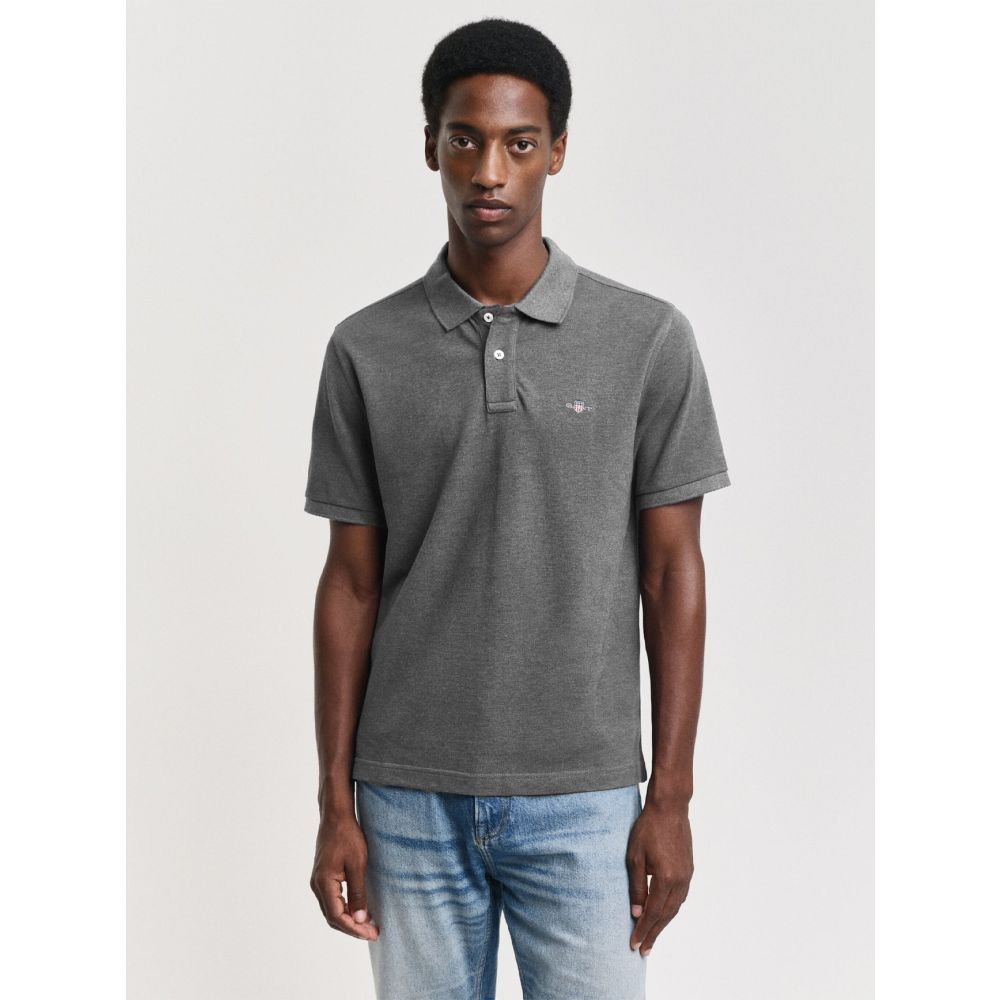 Image of GANT Grey Melange Shield Polo Shirt