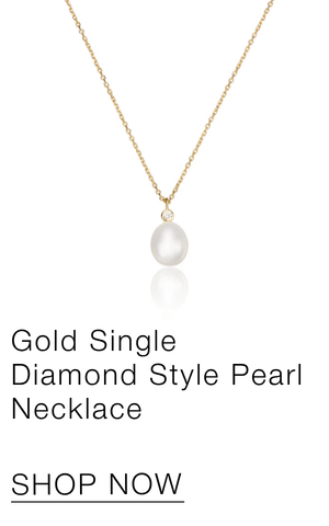 Gold Single Diamond Style Pearl Necklace