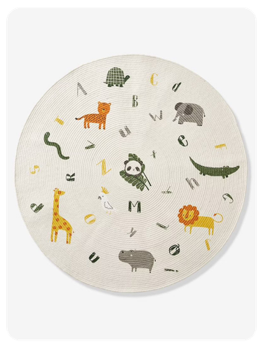 Kinderzimmer Teppich PANDAFREUNDE mit Alphabet - wollweiß