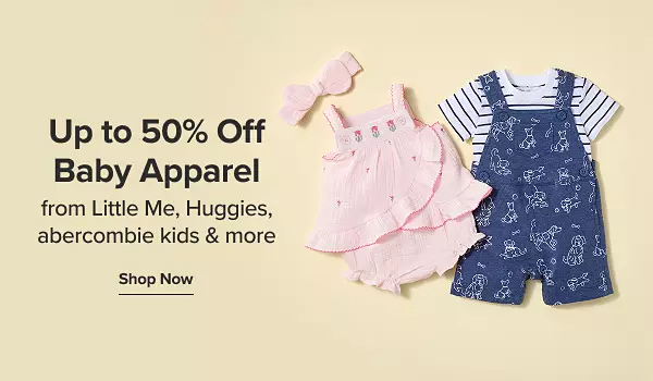Up to 50% off Baby Apparel from Little me, Huggies, abercrombie kids & more. Shop now. Two baby outfits.