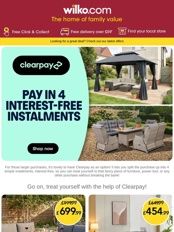 Pay for your faves in 4 easy instalments with Clearpay! 💳
