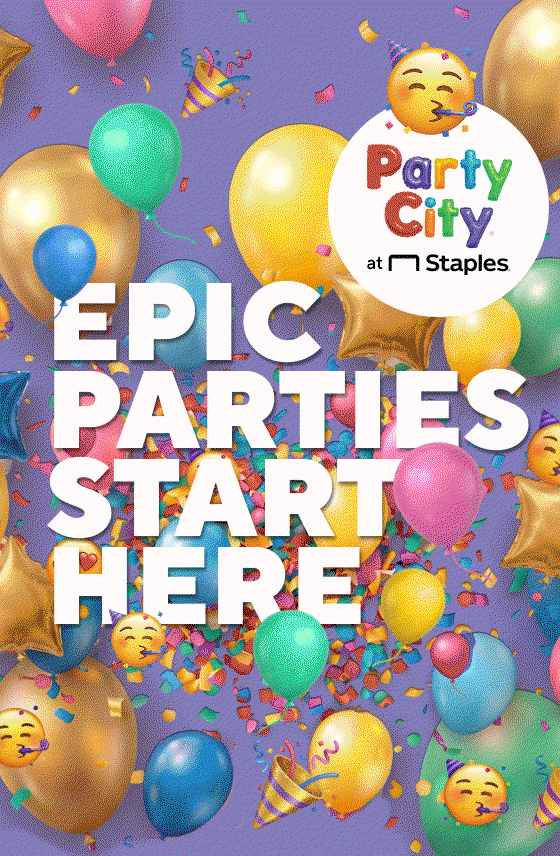 Epic parties start here
$10 off your party supplies purchase of $50 or more
Buy 2, get 1 free select foil balloons
Starting at $19.99 for inflated balloon bouquets
40% off custom cards, photo gifts, banners, posters & yard signs