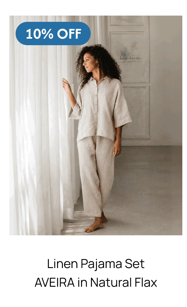 Linen pajama set AVEIRA in Natural flax 