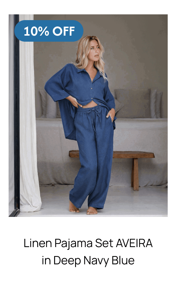 Linen pajama set AVEIRA in Deep Navy Blue 