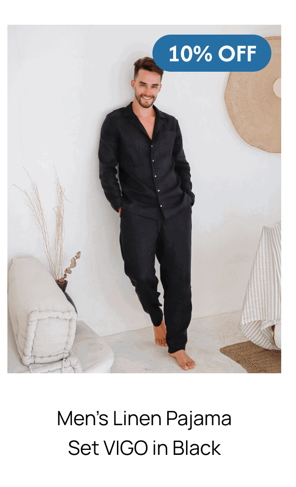 Men's linen pajama set VIGO in Black 