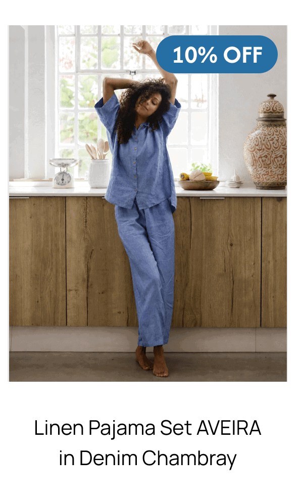Linen pajama set AVEIRA in Denim chambray 