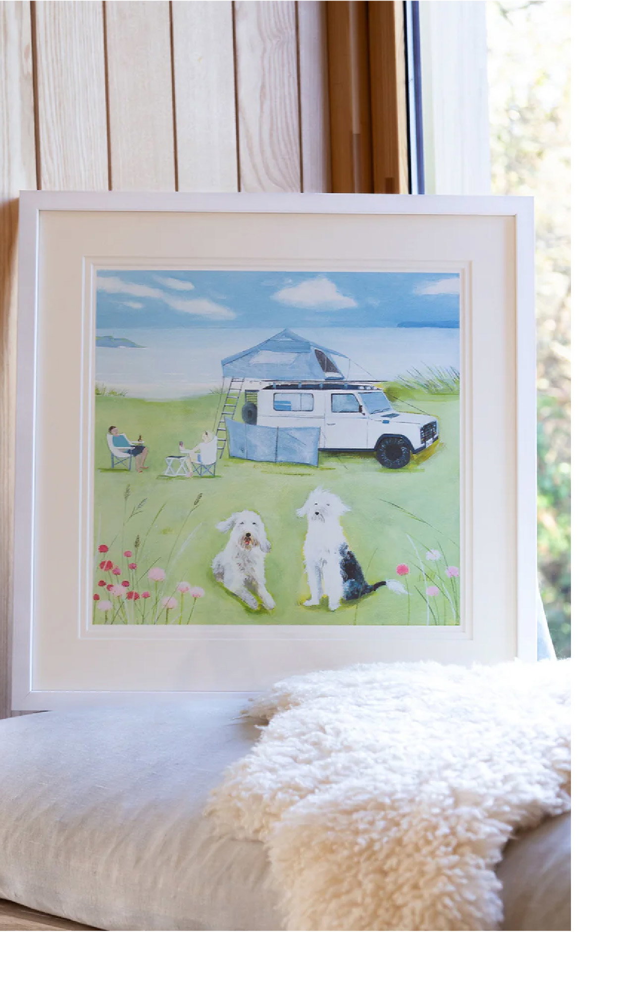 CAMPING IN THE DUNES FRAMED PRINT