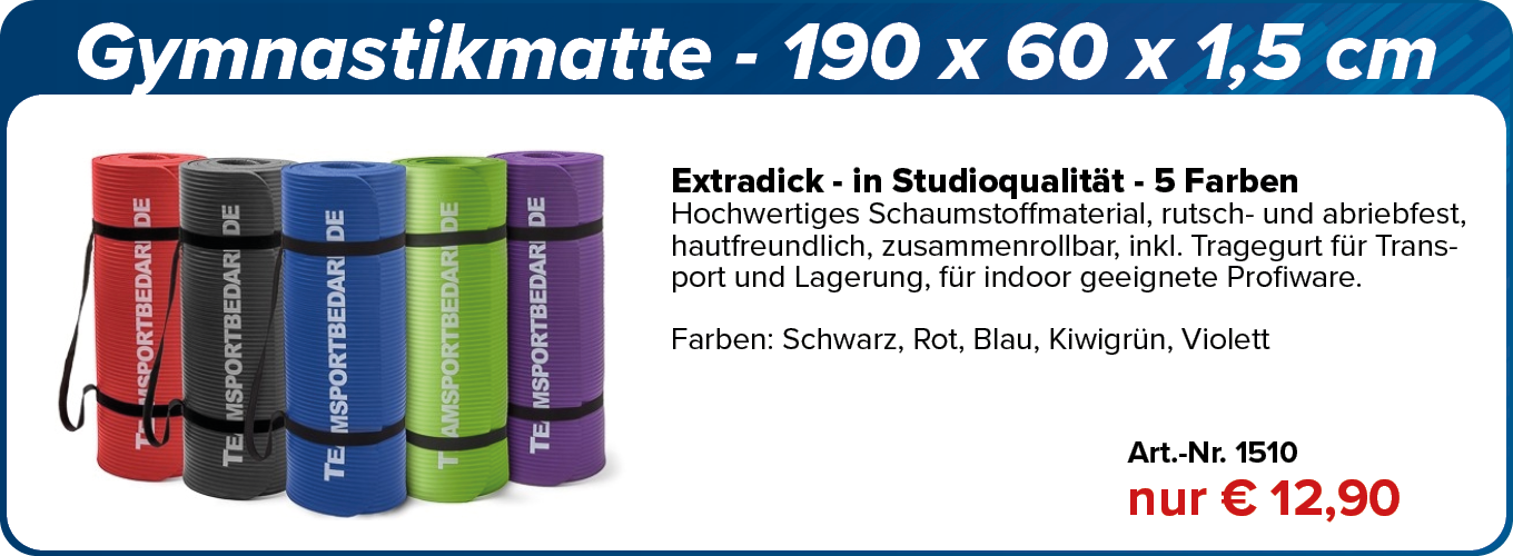 Gymnastikmatte - 190 x 60 x 1,5 cm