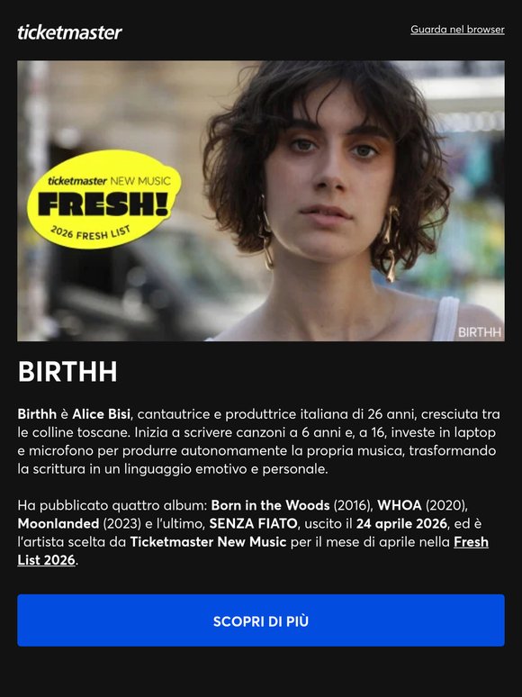 Birthh è stata l’artista di maggio della Ticketmaster Fresh List!
