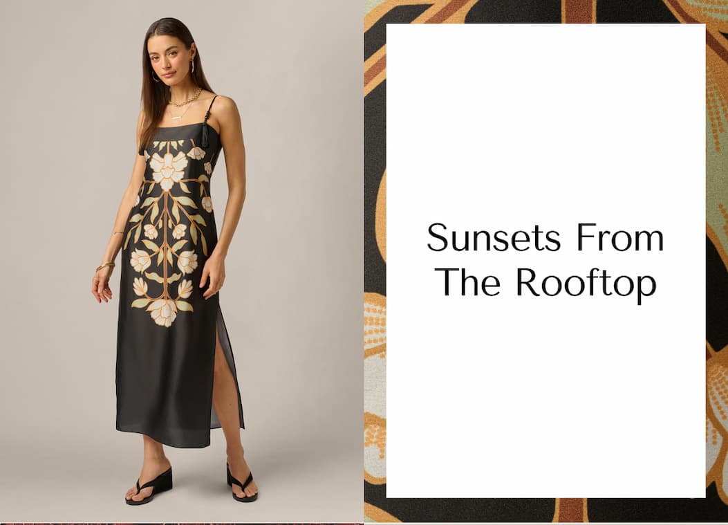 Floral Printed Satin Midi Slip Dress In Black Multi