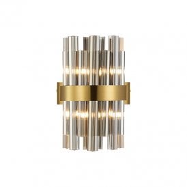 Detroit Glass Flush Wall Light - Brass with Smoked Glass