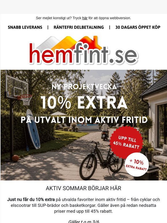 10% extra på aktiv fritid – cyklar, SUP & elscootrar 🚴