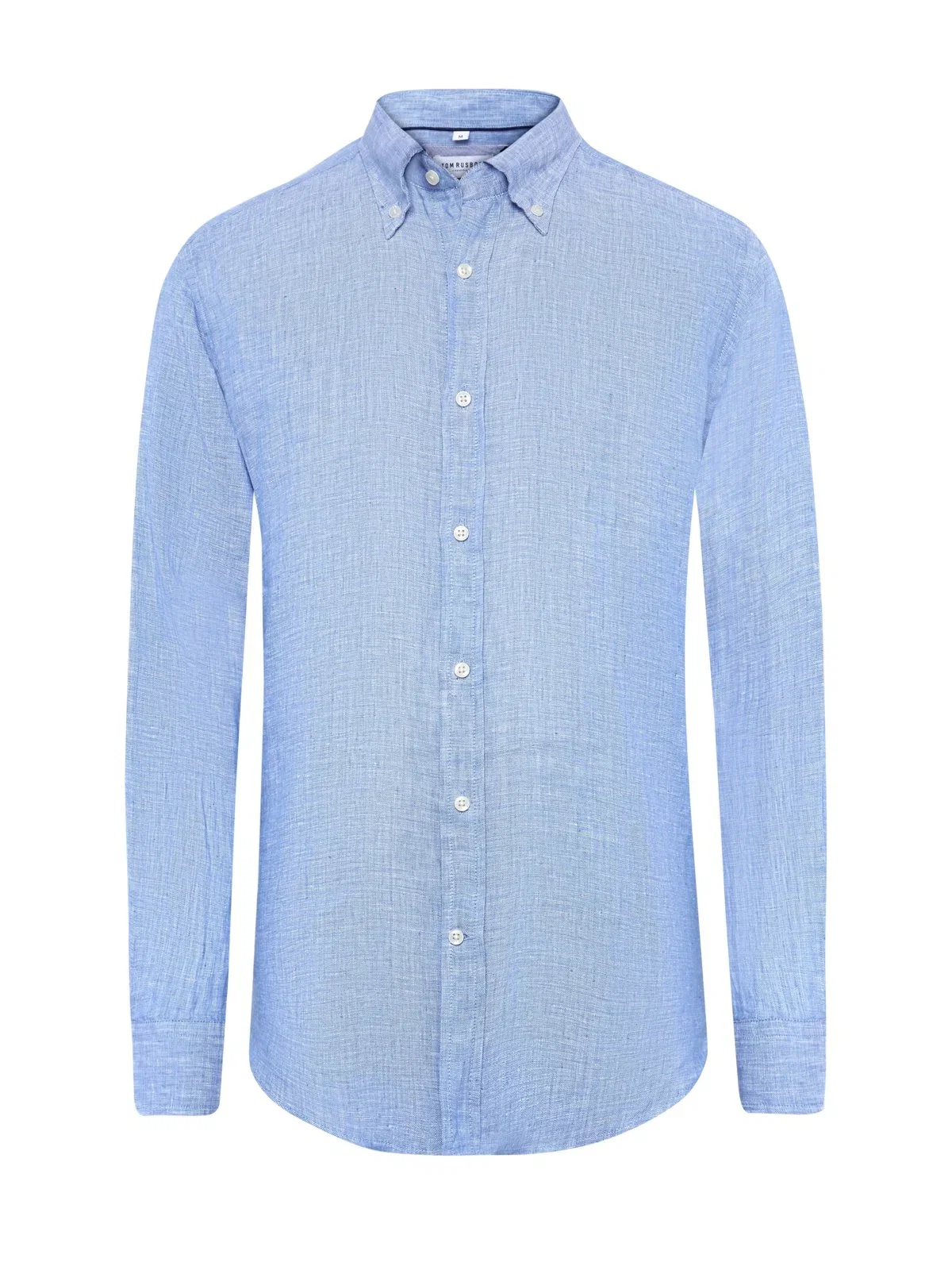 Unifarbenes Leinenhemd mit Button Down-Kragen, Regular