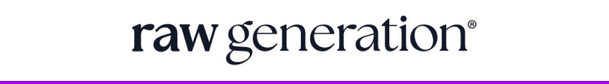 raw generation logo with a purple underline