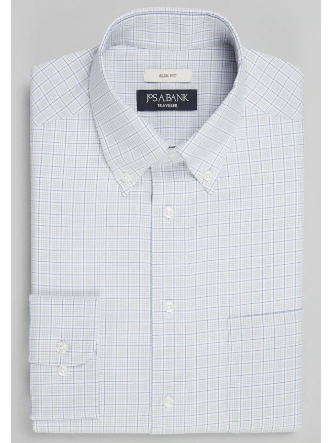 Traveler® Collection Slim Fit Button-Down Collar Check Dress Shirt CLEARANCE