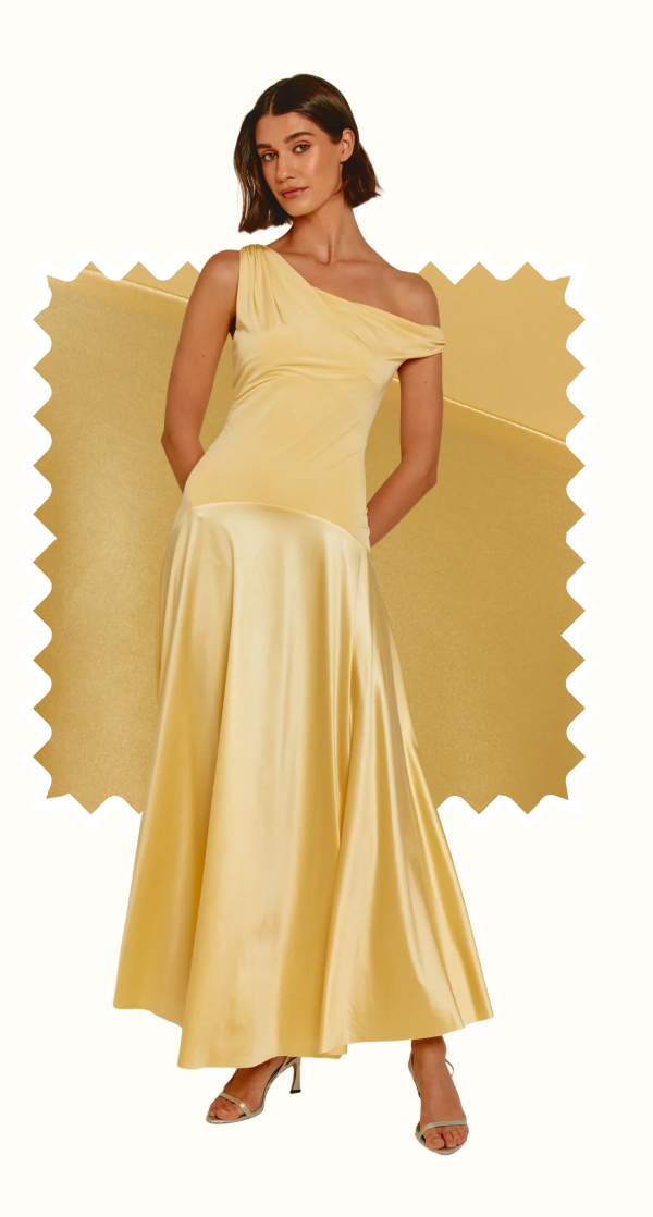 Butter Yellow Fallen Shoulder Curved Waist Maxi Dress