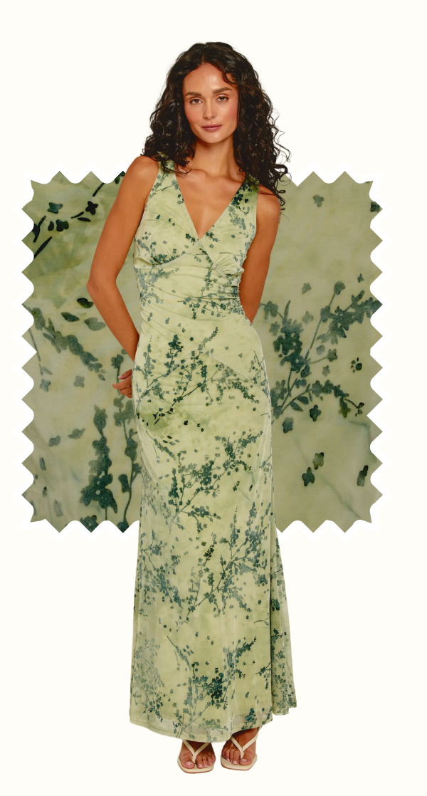Olive Burnout Devore Maxi Dress