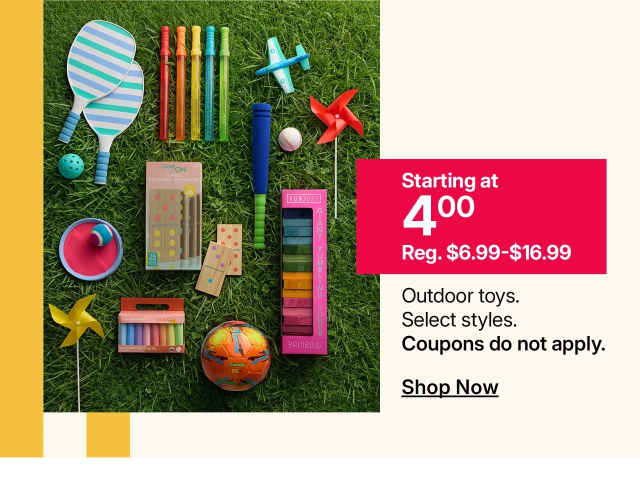 starting at $4 outdoor toys