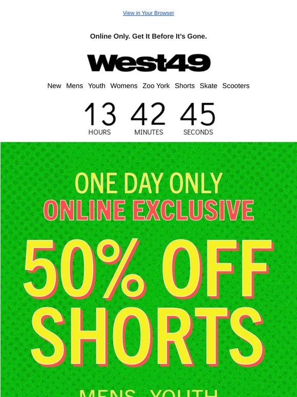 💥50% OFF Shorts – TODAY ONLY!