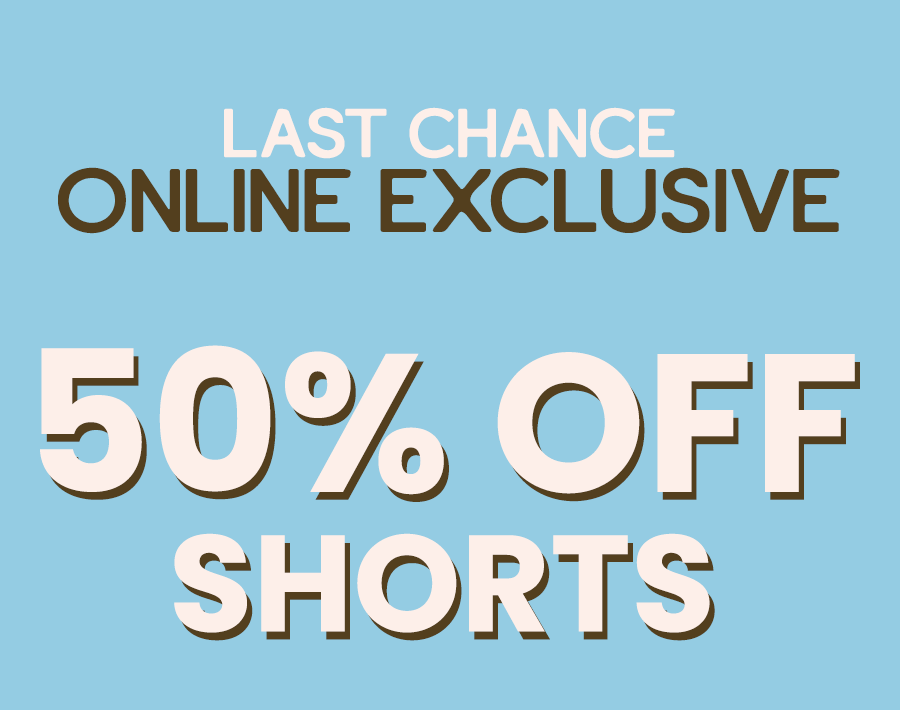 50% off shorts 