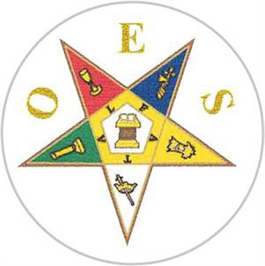 STICKER - Order of the Eastern Star Car Sticker Decal - White Masonic Car Emblem for OES with colorful cut out star. (Thin sticker with back adhesive)