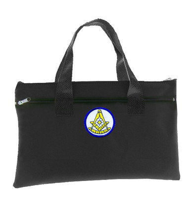 Past Master Black Masonic Tote Bag for Freemasons - Gold Symbol w/ Blue and White Round Classic Icon