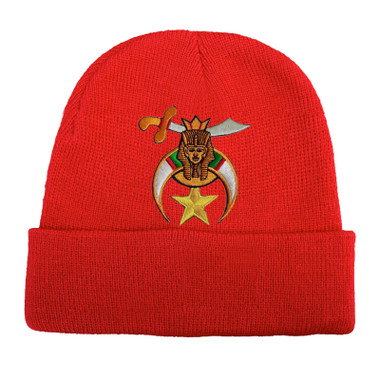 Shriner s Masonic Winter Hat - Red Beanie Cap with Standard Shriners Freemason Symbol - One Size Fits Most Adults