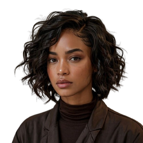 Glueless Short Curly Bob Wigs with Side Part Lace Front Human Hair Wigs
