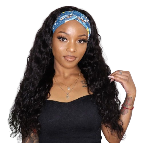 Wear and Go Wigs Headband Wig Loose Curly Human Hair Wigs