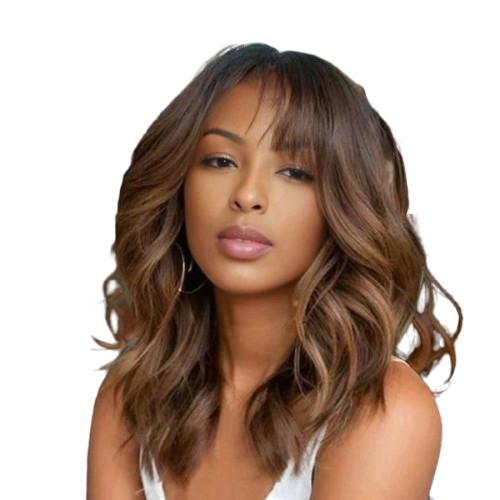 Glueless Wigs Layered Wavy Wigs With Bangs Closure Lace Human Hair Wigs