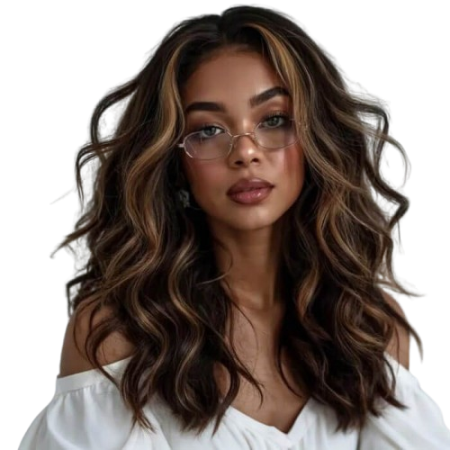 Wear and Go Wigs Golden Caramel Highlight Beach Wave Glueless Human Hair Wigs