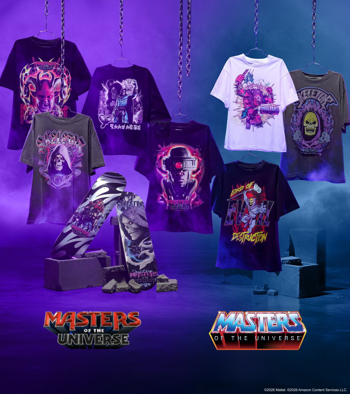 Shop the Masters of the Universe collection, featuring skate decks and graphic tees.