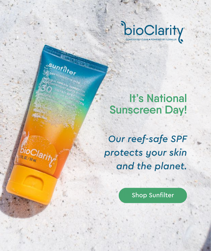 It’s National Sunscreen Day! Our reef-safe SPF protects your skin and the planet. Shop Sunfilter  
